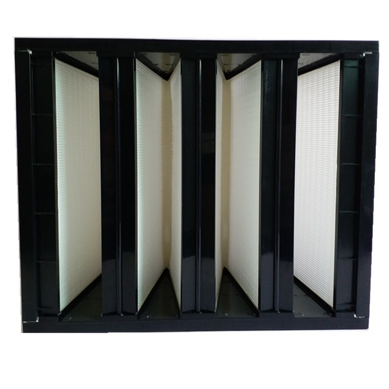 Customized 4 v-bank Shape Pleated HVAC System Plastic Frame H11 H12 H13 Hepa Filter With Factory Directly