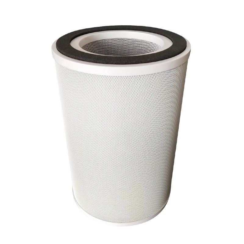 Air Purifier With Cylindrical Cartridge  Activated Carbon Composite Pleated High Efficiency Hepa Filter