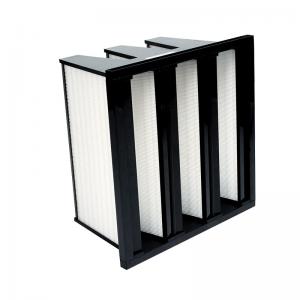 Hepa W V Shape Air Filter 99.99% Bank Type Glassfiber Media Replacement Filter For HVAC System